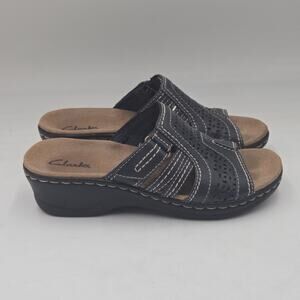 CLARKS Bendables Blue Women's US 5 Leather Sandals Wedges Light Weight